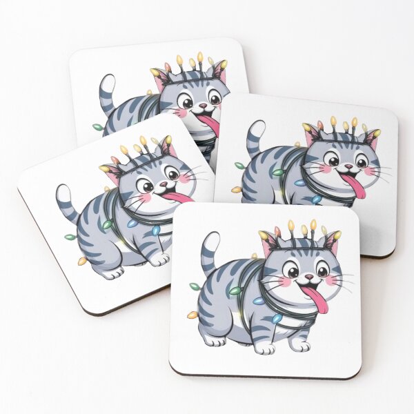 Item preview,  Happy Striped Kitten for the Holidays. In the glow of twinkling Christmas lights, this adorable gray striped kitten becomes the true king of the holiday realm. designed and sold by Creative-Sanc.