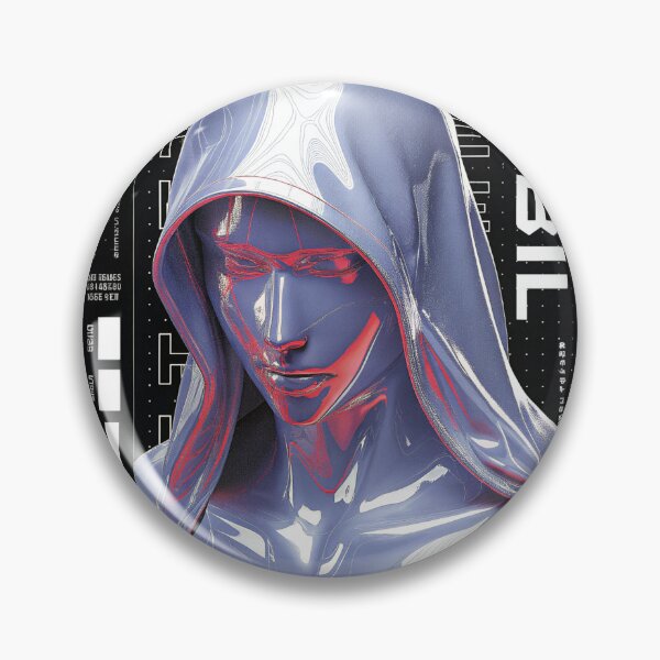 Item preview, Futuristic Japanese Poster: Synthetic Disciple of the Red Algorithm designed and sold by Raw-Ink.