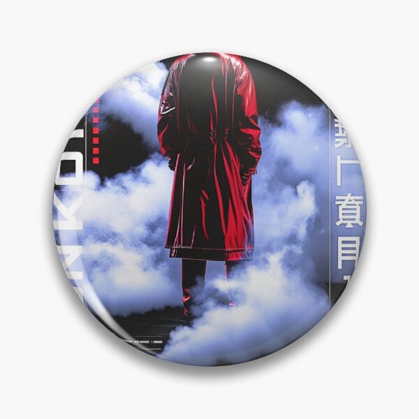 Item preview, Futuristic Japanese Poster: Red Ghost Monk in Glitchy Smoke designed and sold by Raw-Ink.