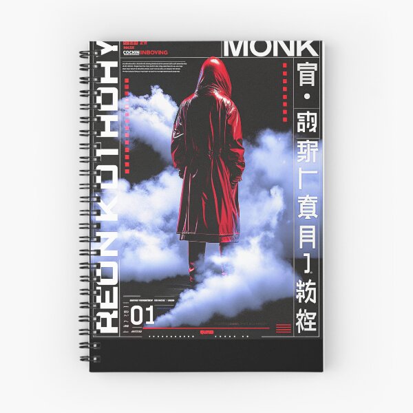 Item preview, Futuristic Japanese Poster: Red Ghost Monk in Glitchy Smoke designed and sold by Raw-Ink.