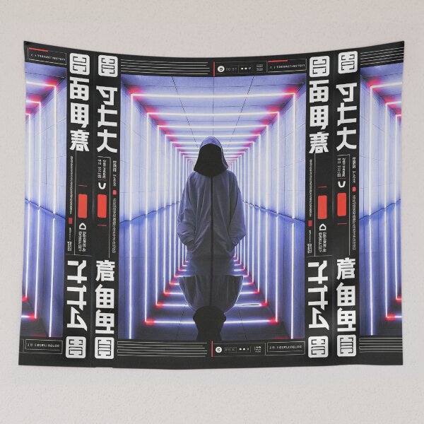 Item preview, Futuristic Japanese Poster: Synthetic Priestess in Dynamic Gesture designed and sold by Raw-Ink.
