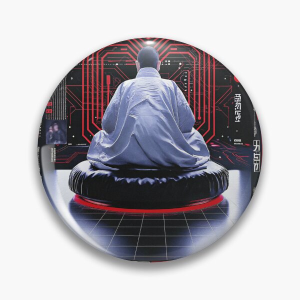 Item preview, Futuristic Japanese Poster: Synthetic Priestess Floating in Meditation designed and sold by Raw-Ink.