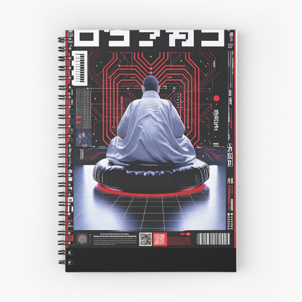 Item preview, Futuristic Japanese Poster: Synthetic Priestess Floating in Meditation designed and sold by Raw-Ink.