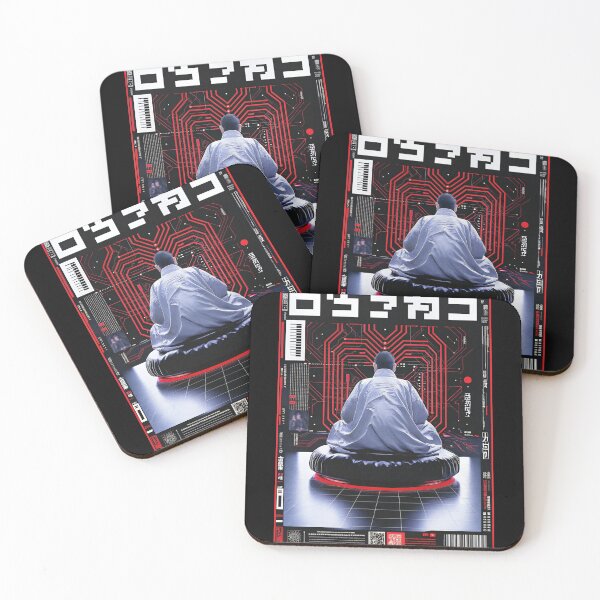 Item preview, Futuristic Japanese Poster: Synthetic Priestess Floating in Meditation designed and sold by Raw-Ink.