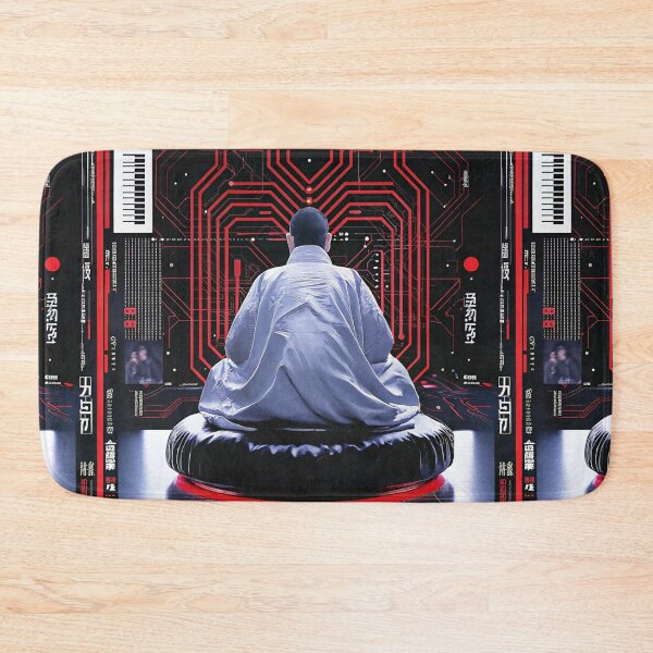 Item preview, Futuristic Japanese Poster: Synthetic Priestess Floating in Meditation designed and sold by Raw-Ink.