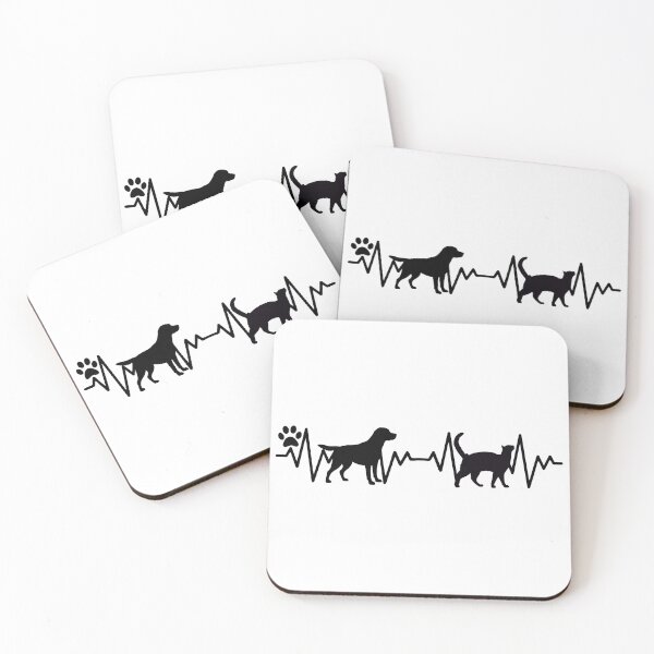 Item preview, Dog Cat Paw Heartbeat EKG Pet Lover Minimalist Silhouette - Black designed and sold by tarzbol.