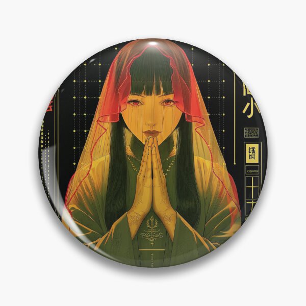 Item preview, Futuristic Japanese Poster: Synthetic Priestess Seated in Meditation designed and sold by Raw-Ink.