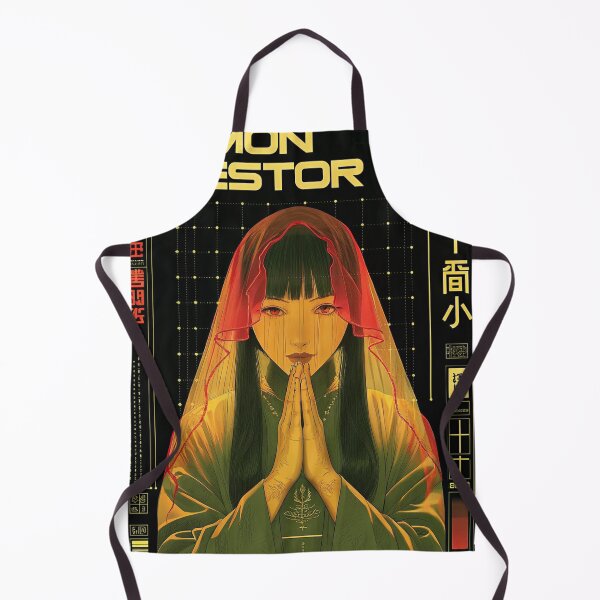 Item preview, Futuristic Japanese Poster: Synthetic Priestess Seated in Meditation designed and sold by Raw-Ink.