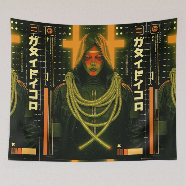 Item preview, Futuristic Japanese Poster: Synthetic Priestess with Open Arms designed and sold by Raw-Ink.
