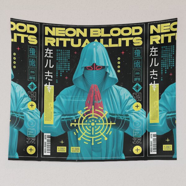 Item preview, Futuristic Japanese Poster: Singularity Neural Collapse Design designed and sold by Raw-Ink.