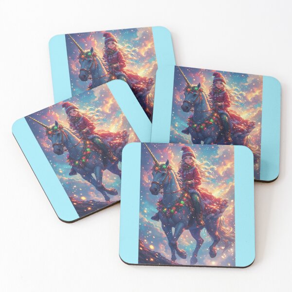 Item preview, Magical girl and unicorn at Christmas designed and sold by ArtsJulian.