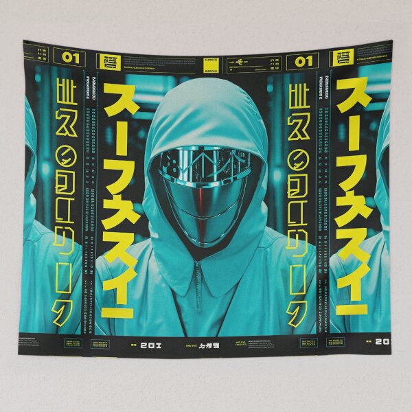 Item preview, Futuristic Japanese Poster: Red Horizon Enforcer designed and sold by Raw-Ink.
