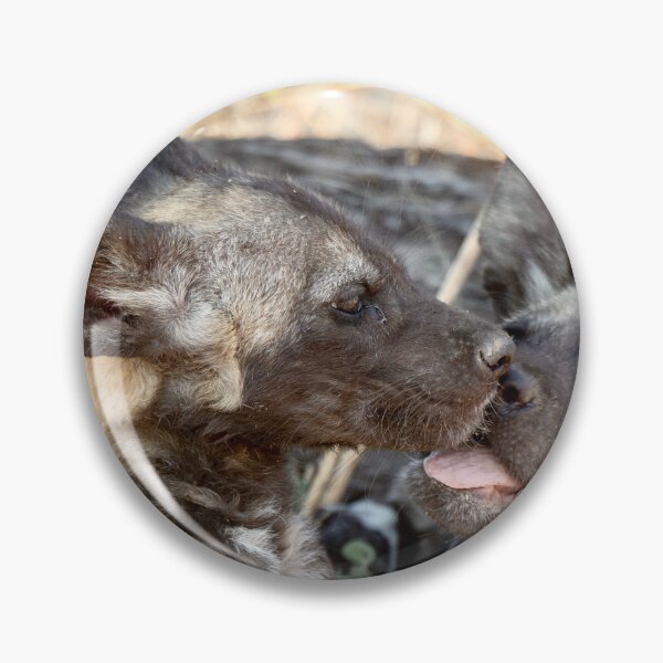 Item preview, African Wild Dog Pups Kissing At The Den designed and sold by DavideAntoniani.