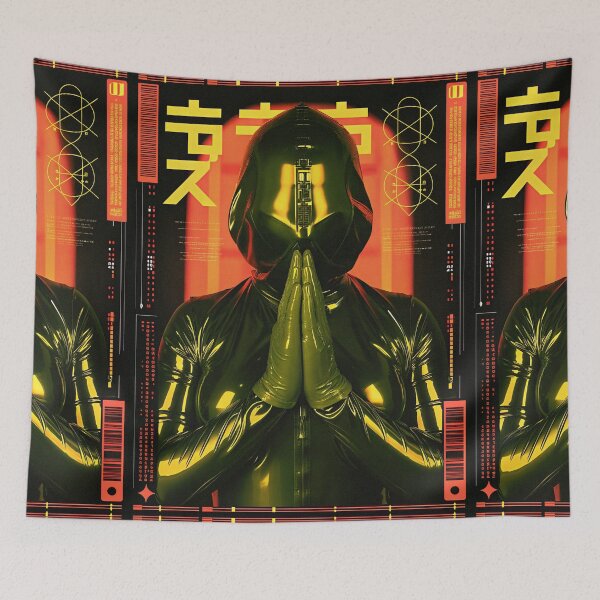 Item preview, Futuristic Japanese Poster: Armored Neon Ghost Operator designed and sold by Raw-Ink.