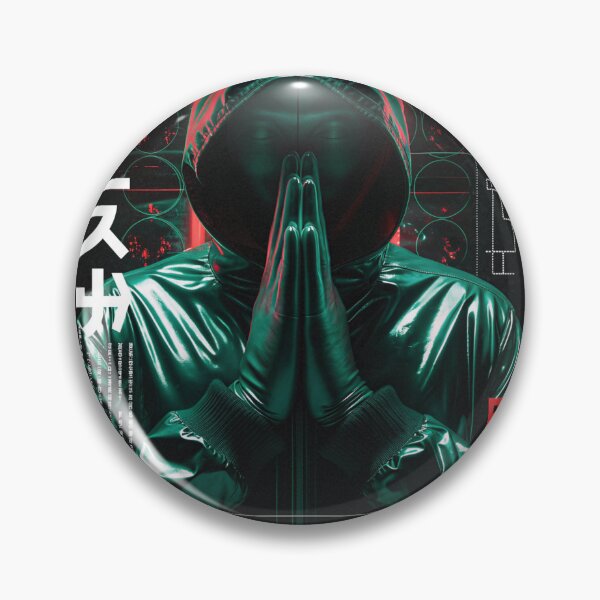 Item preview, Futuristic Japanese Poster: Techno-Red Worshipper Close-Up designed and sold by Raw-Ink.