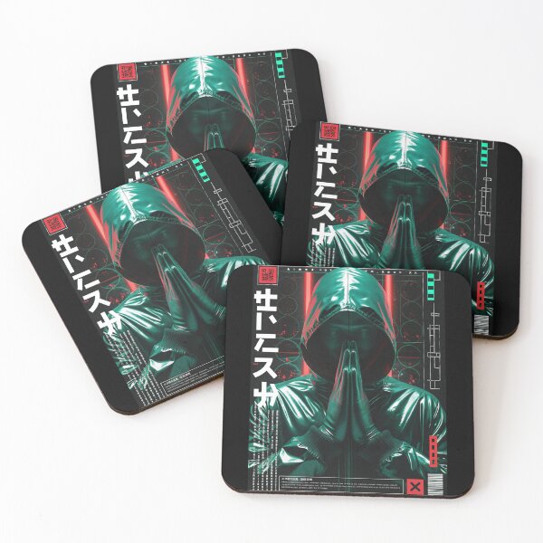 Item preview, Futuristic Japanese Poster: Techno-Red Worshipper Close-Up designed and sold by Raw-Ink.