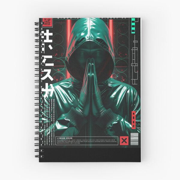 Item preview, Futuristic Japanese Poster: Techno-Red Worshipper Close-Up designed and sold by Raw-Ink.