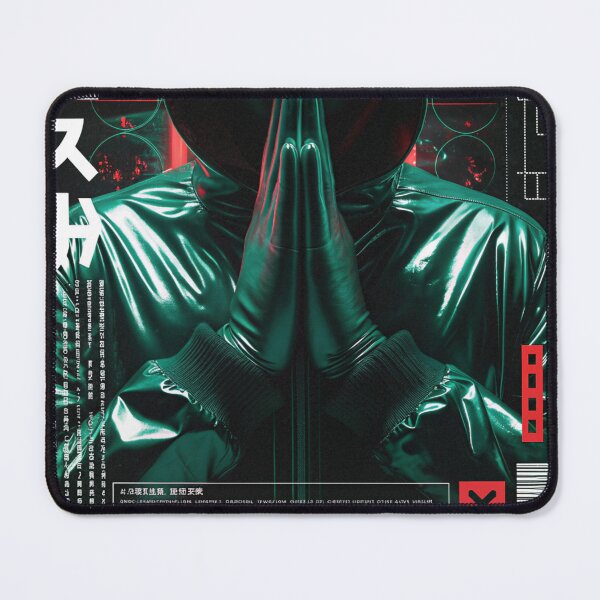 Item preview, Futuristic Japanese Poster: Techno-Red Worshipper Close-Up designed and sold by Raw-Ink.