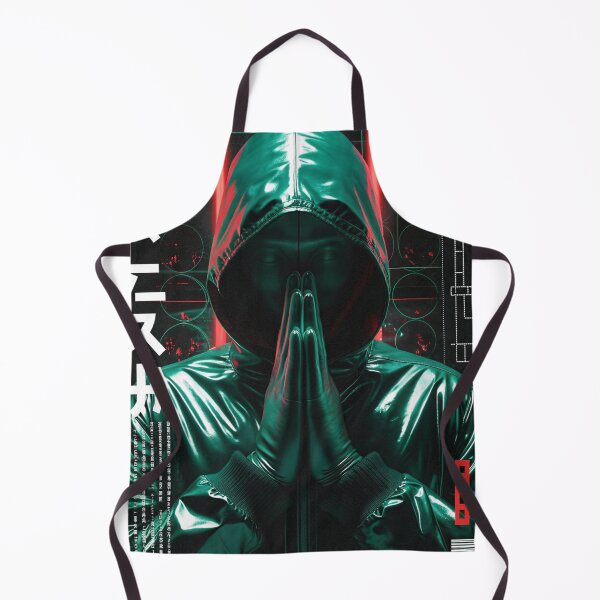 Item preview, Futuristic Japanese Poster: Techno-Red Worshipper Close-Up designed and sold by Raw-Ink.