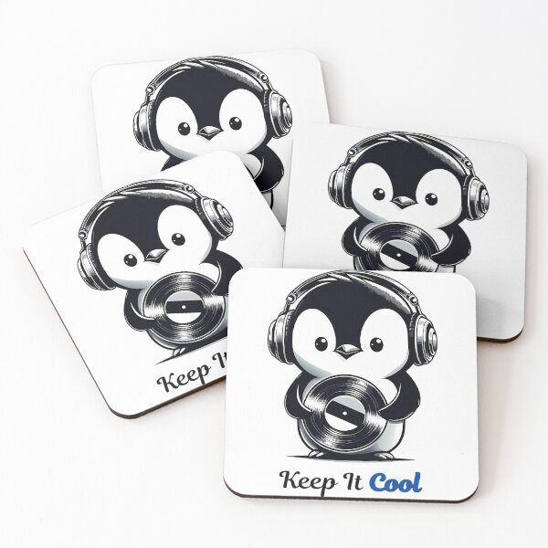 Item preview, Keep It Cool Penguin DJ Vinyl designed and sold by DrawDrip.