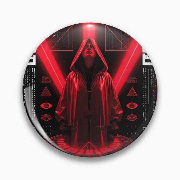 Item preview, Futuristic Japanese Poster: Techno-Gnostic Ritual in Red and Black designed and sold by Raw-Ink.