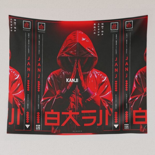 Item preview, Futuristic Japanese Poster: Synthetic Priestess of the Red Cult designed and sold by Raw-Ink.