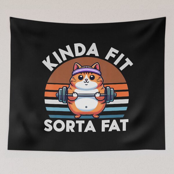Item preview, Kinda Fit Sorta Fat Funny Gym Cat Working Out Lover designed and sold by MyraLorri.