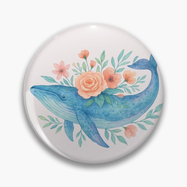 Item preview, Floral Humpback Whale Watercolor Painting designed and sold by juthamas8426.