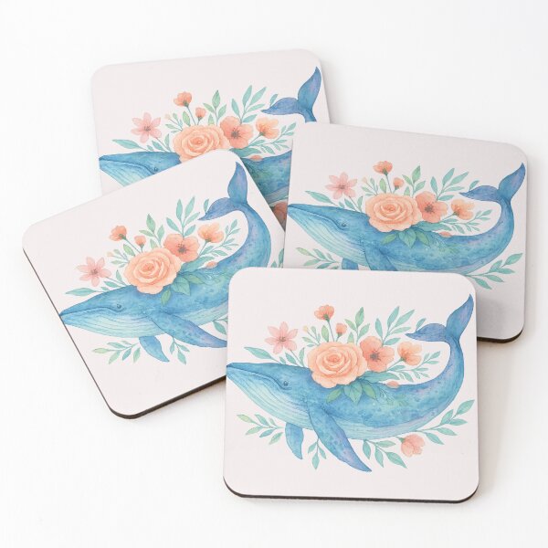 Item preview, Floral Humpback Whale Watercolor Painting designed and sold by juthamas8426.