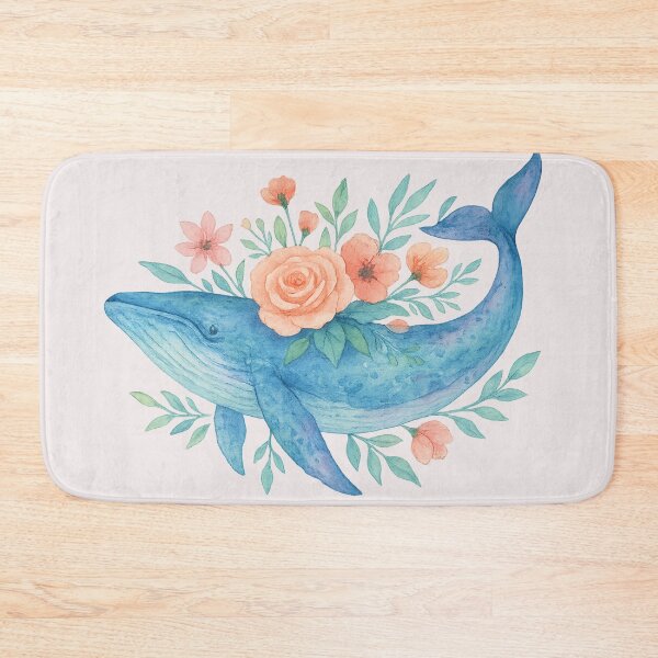 Item preview, Floral Humpback Whale Watercolor Painting designed and sold by juthamas8426.