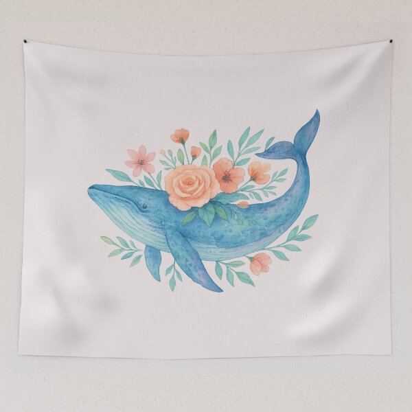Item preview, Floral Humpback Whale Watercolor Painting designed and sold by juthamas8426.