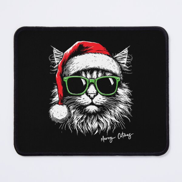Item preview, Meowy Catmas Santa Cat Glasses Winter Holiday designed and sold by ajifujpost.