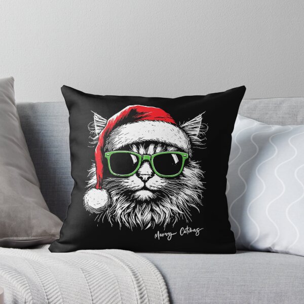 Artikelvorschau, Miau-Katzenweihnachten, Weihnachtsmann, Katzenbrille, Winterfeiertag entworfen und verkauft von ajifujpost.