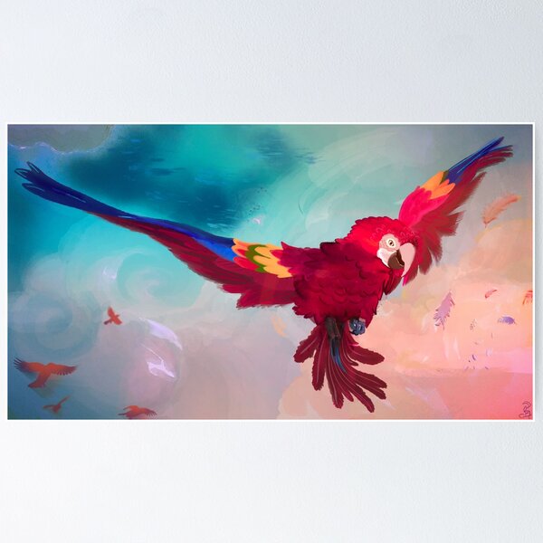 Item preview, Rainbow Macaw painting designed and sold by ChakraDragons.