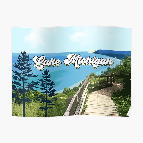 Lake Michigan Retro Poster
