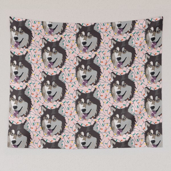 Item preview, Christmas pattern Husky designed and sold by LeahcarsArt.