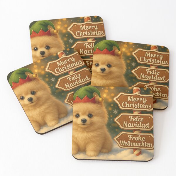 Item preview, Premium Light Cream Pomeranian Christmas Puppy – Gingerbread Sign designed and sold by GivingJoy.