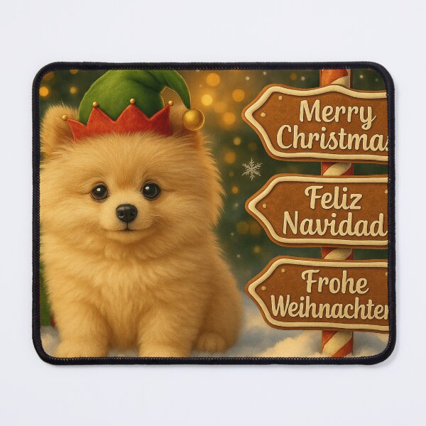 Item preview, Premium Light Cream Pomeranian Christmas Puppy – Gingerbread Sign designed and sold by GivingJoy.