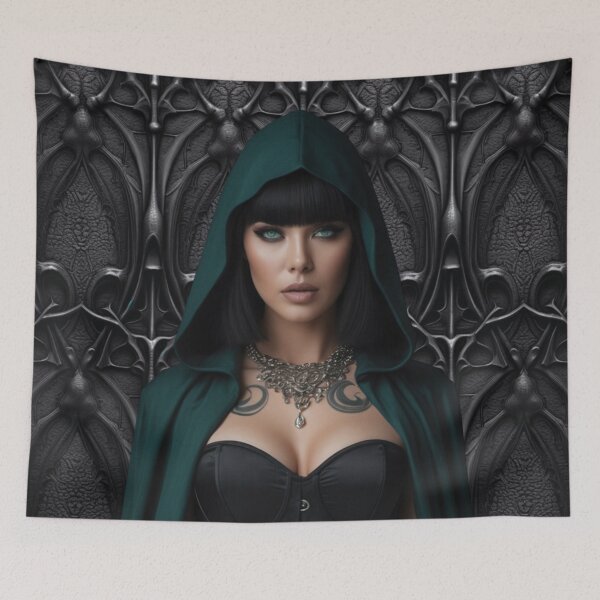 Item preview, gothic witch – emerald gaze – dark ornamental fantasy designed and sold by Traumrausch.