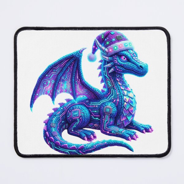 Item preview, Cybernetic Dragon Wearing a Santa Hat designed and sold by newvisionart191.