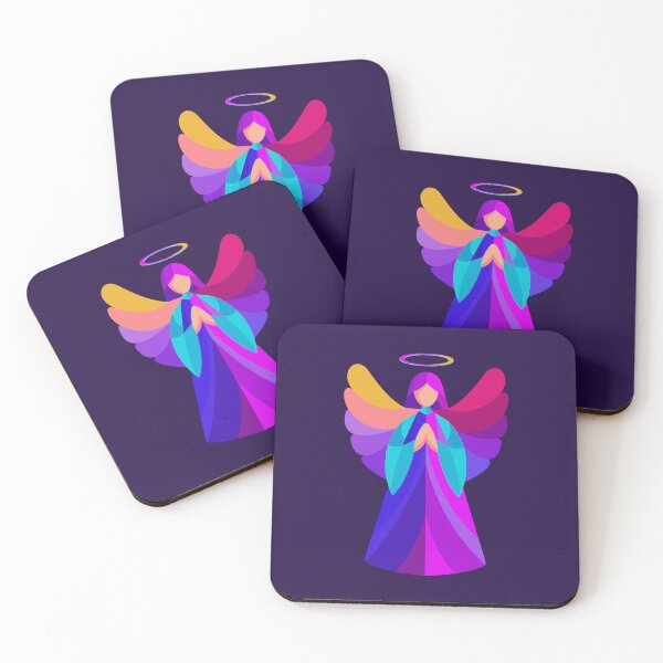 Item preview, Colorful Praying Angel With Rainbow Wings and Halo designed and sold by Mariia Berezhna.
