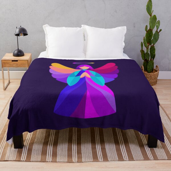 Item preview, Colorful Praying Angel With Rainbow Wings and Halo designed and sold by Mariia Berezhna.