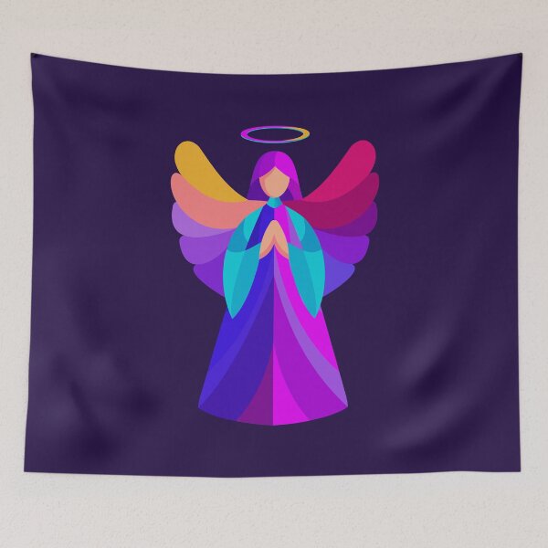 Item preview, Colorful Praying Angel With Rainbow Wings and Halo designed and sold by Mariia Berezhna.