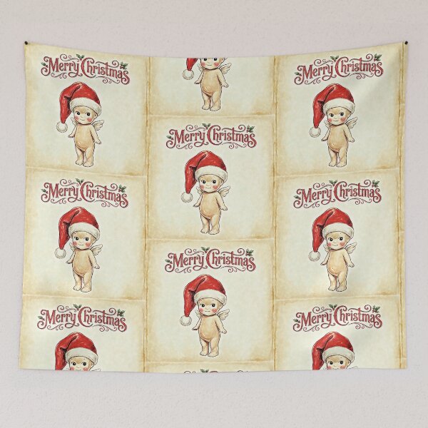Item preview, Vintage Kewpie Christmas Angel with Santa Hat designed and sold by Hen-C-Art.