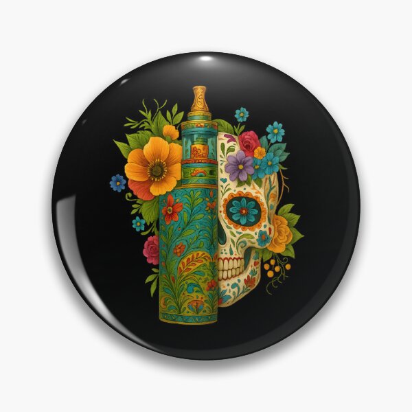 Item preview, Floral Sugar Skull Vape – Colorful Día de Muertos Design designed and sold by House of Taste Vape Designs.