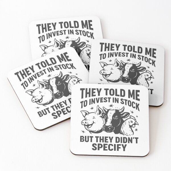 Item preview, They Told Me to Invest in Stock but They Didn’t Specify, Funny Farm Animal Joke designed and sold by CloudyPress.