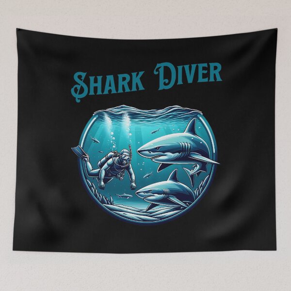 Item preview, Shark diver cool diver design designed and sold by ReneMM.