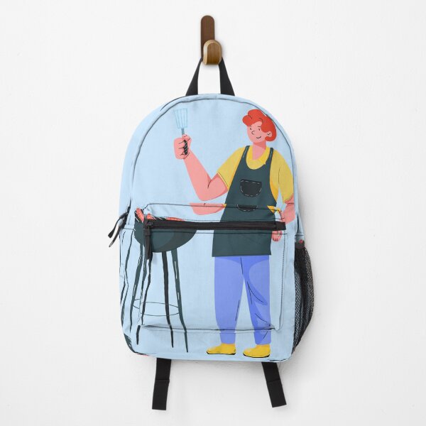 Item preview, Man Cooking Sausages on Barbecue Grill With Spatula designed and sold by Mariia Berezhna.
