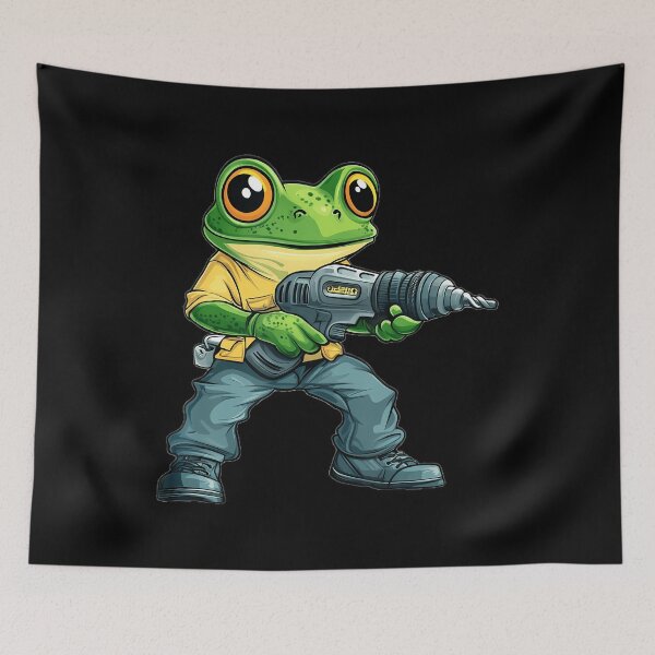 Item preview, Frog Holding A Cordless Drill designed and sold by CharlotteTerri.