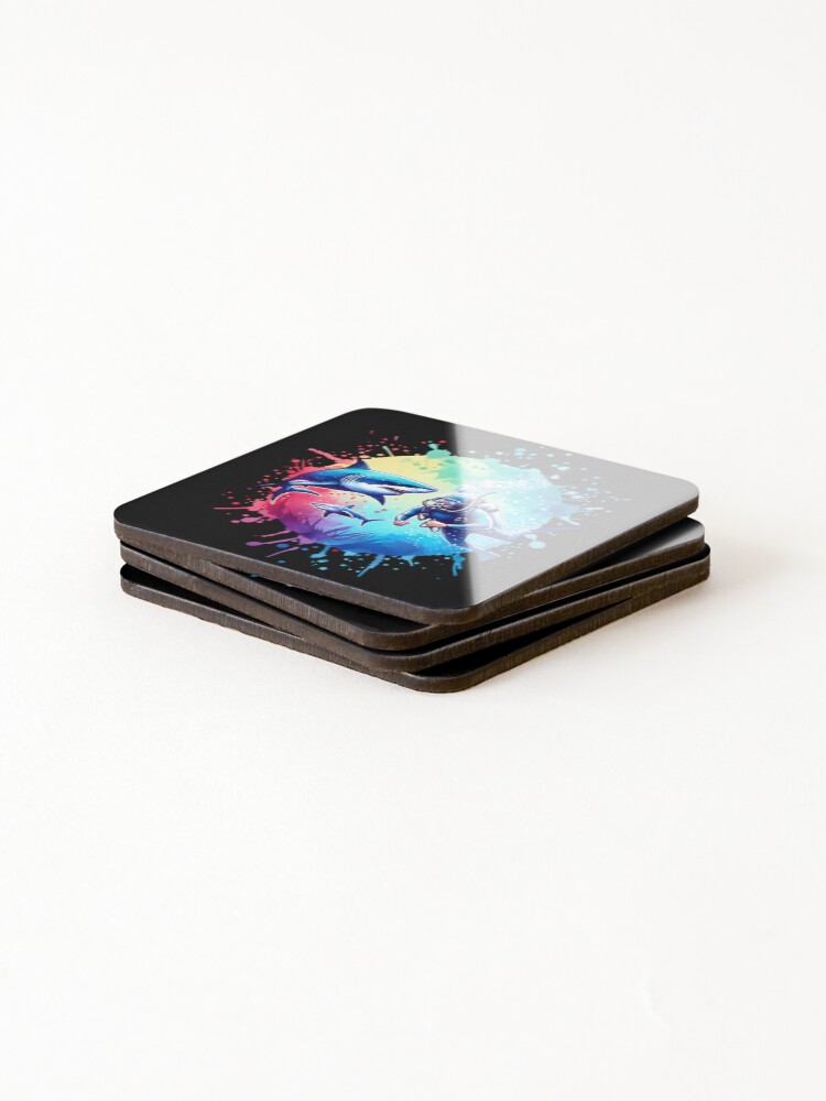 Thumbnail 4 of 5, Coasters (Set of 4), Colorful diver design designed and sold by ReneMM.
